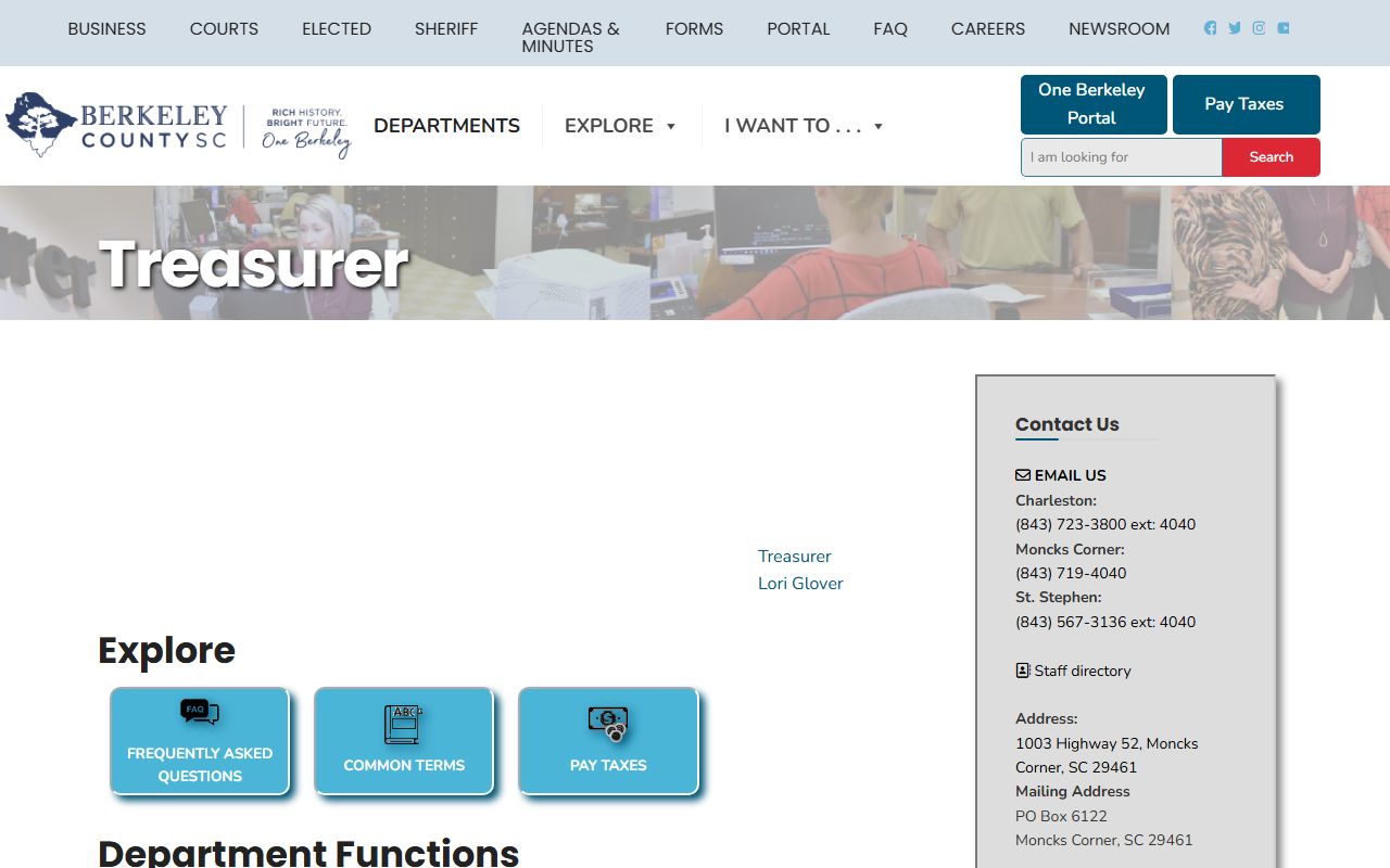 Berkeley County Treasurer unclaimed money