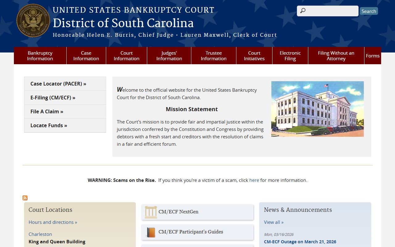 US District Court Charleston unclaimed funds bankruptcy
