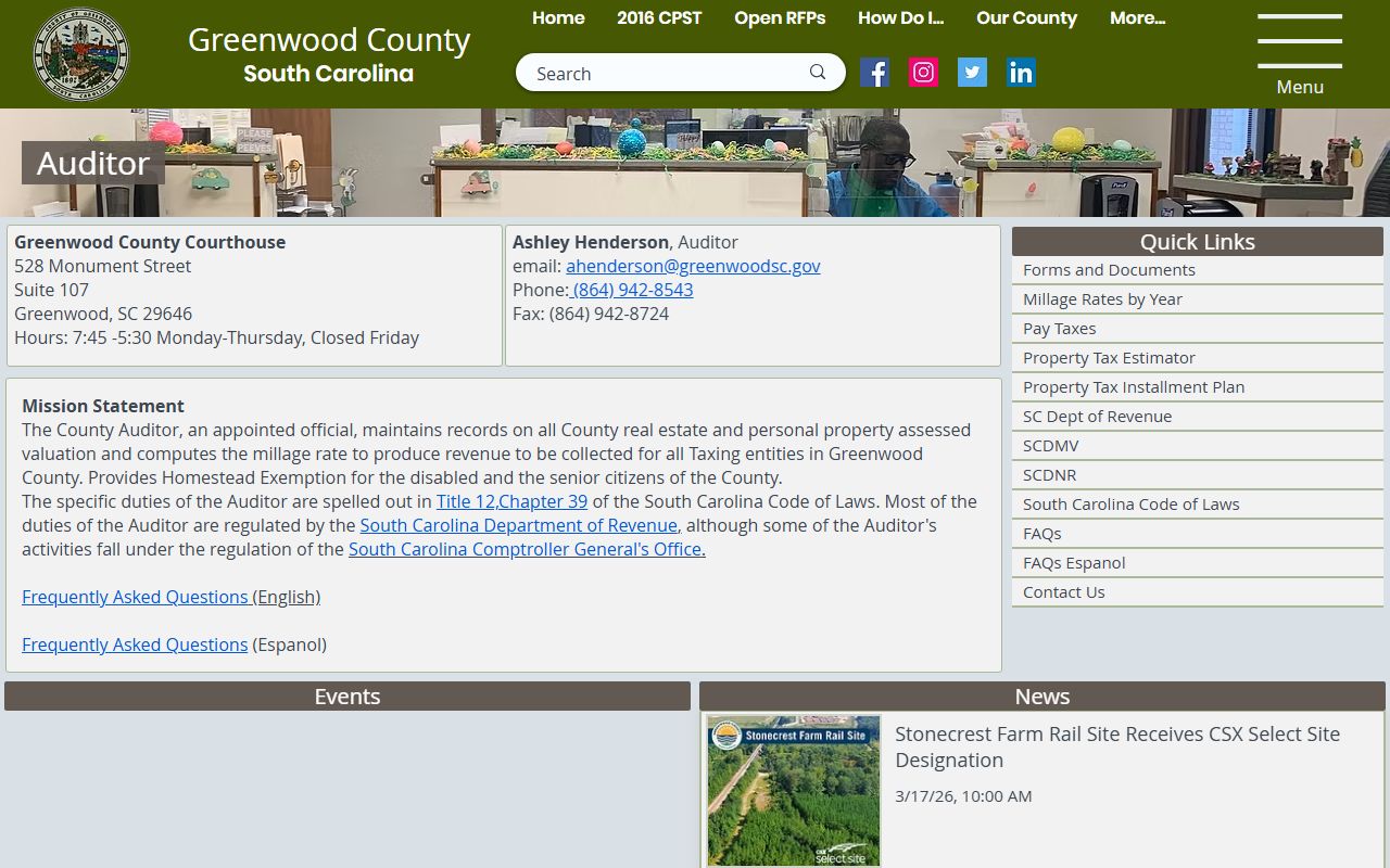 Greenwood County Auditor unclaimed money