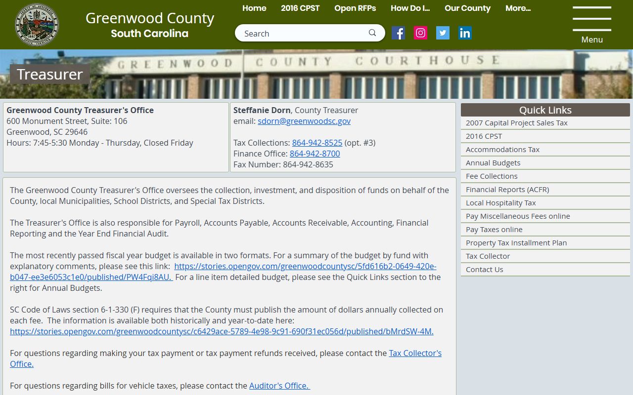 Greenwood County Treasurer unclaimed money